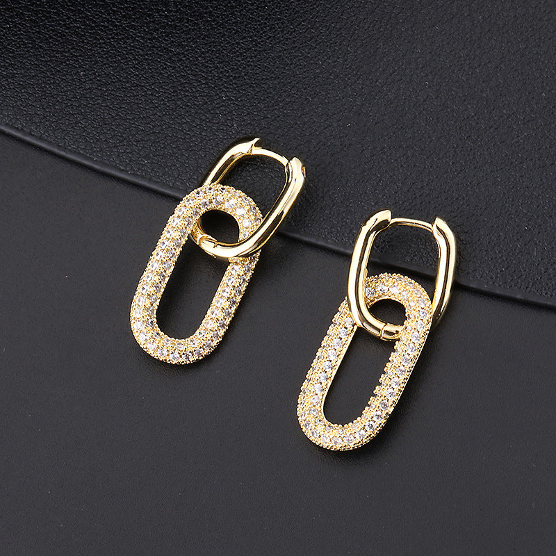 Wholesale Copper Electroplated Retro Zirconia Ear Cuff Geometric Design Women S Fashion Accessory