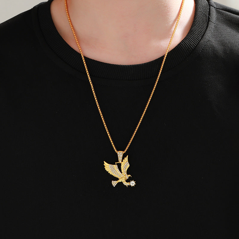 Wholesale Eagle Hip Hop Men's Necklace Micro-Inlaid Zirconia Pendant ACC-NE-YunJin002