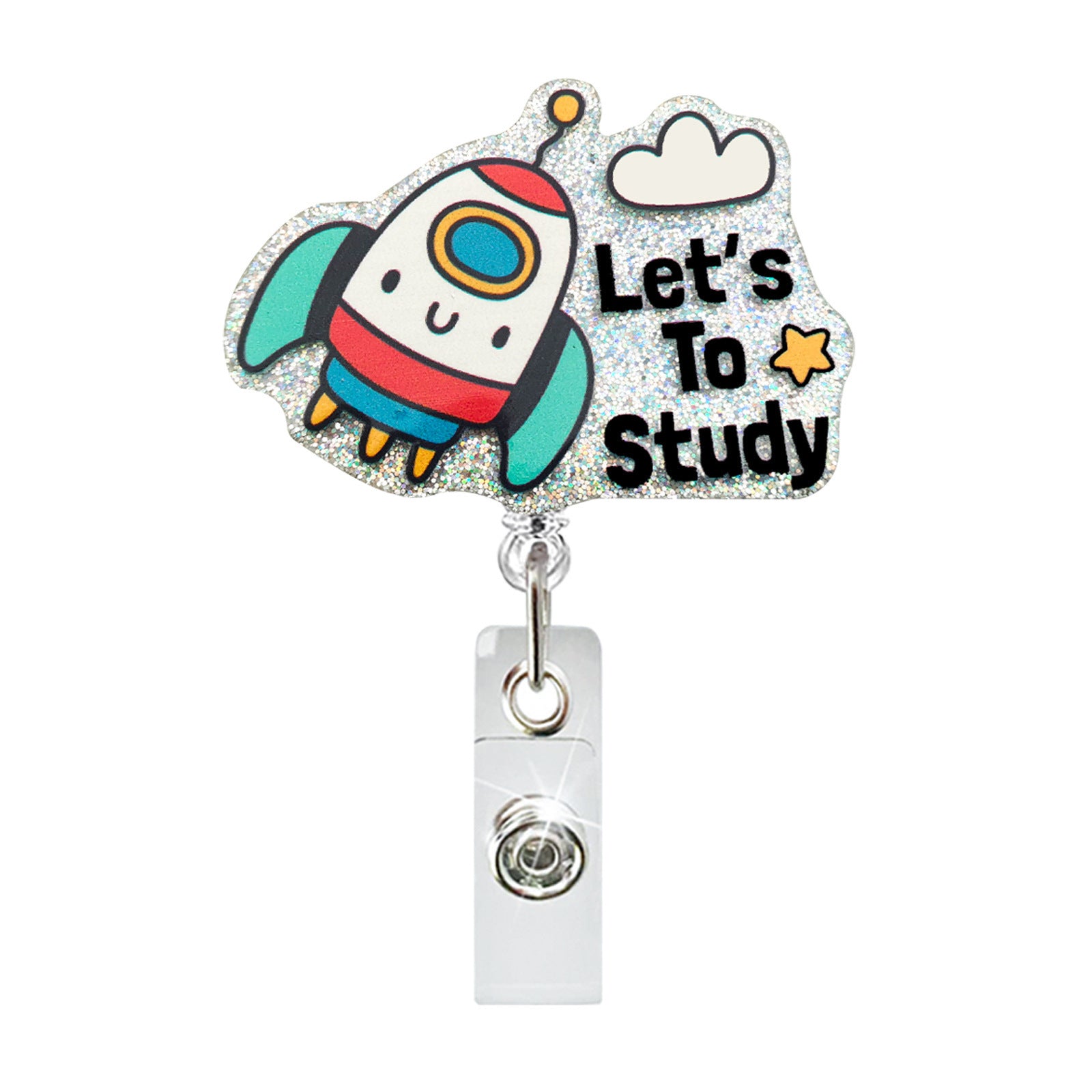 Wholesale Acrylic Retractable Badge Reel Glitter Heart Design Nurse ID Holder