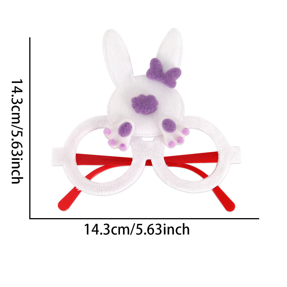 Wholesale  Easter decorations flannel chicken rabbit photo glasses decoration