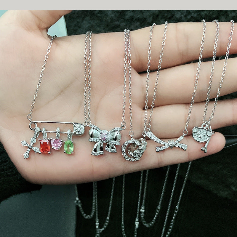 Wholesale  Colored Diamond Zircon Cross Pendant Necklace