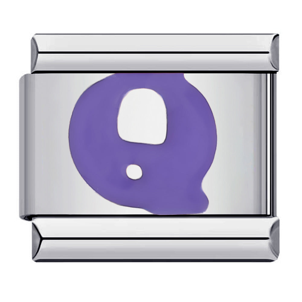 Wholesale Italian Charm Bracelet 9mm DIY Splicing Removable Purple English Letters Stainless Steel Composable Bracelet