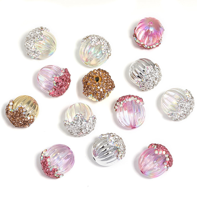 Wholesale 20pcs Heavy Rhinestone Acrylic Pumpkin Beads Pine Cone Ball Beaded Diy Accessories ACC-BDS-BLG095