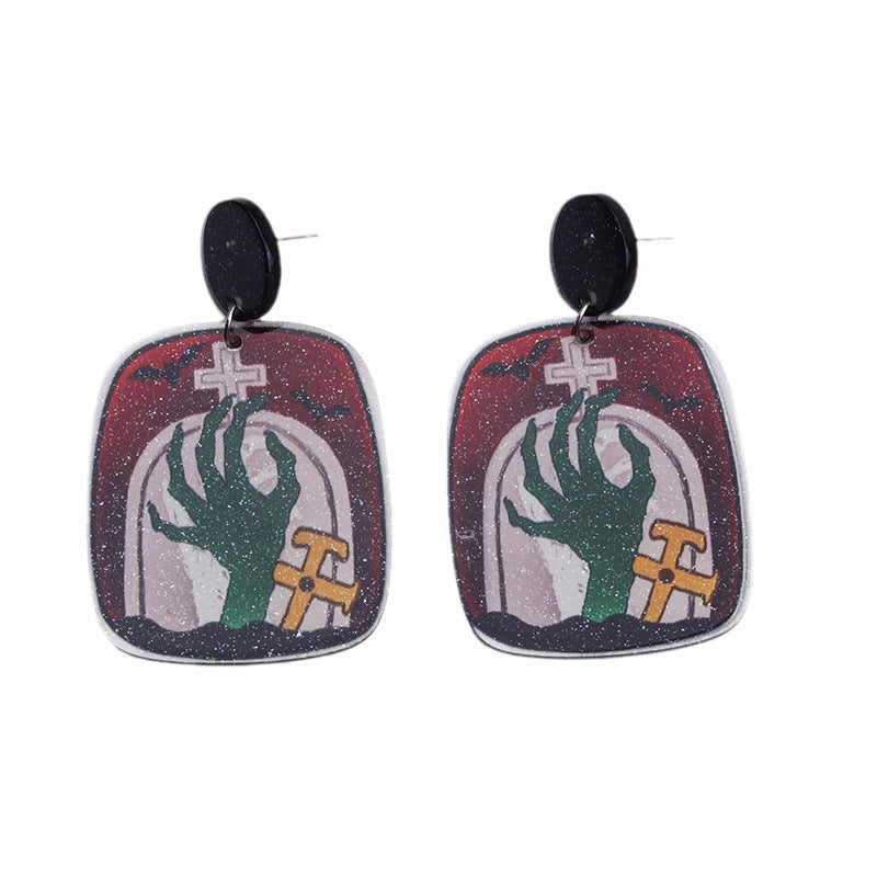 Wholesale Halloween square stud acrylic earrings