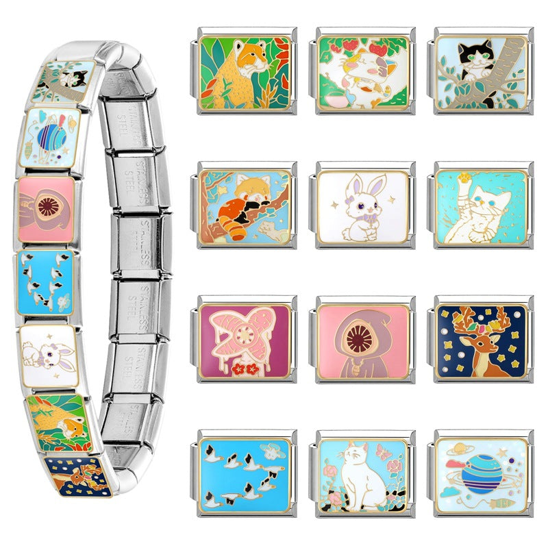 Wholesale Italian Charm Bracelet 9mm DIY Splicing Cute Creative Stainless Steel Composable Bracelet