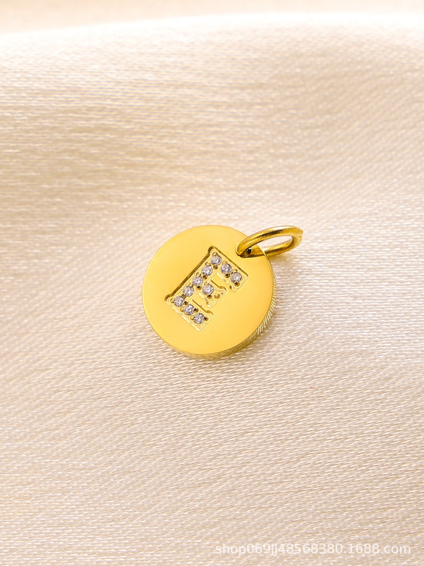 Wholesale  14K Round Brand Diamond Letter  Stainless Steel Pendant