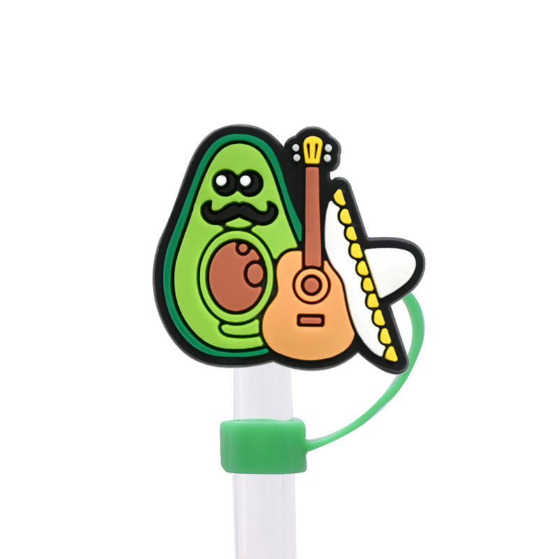 Wholesale Random 10pcs Avocado 8/10mm PVC Soft Straw Tube Cap