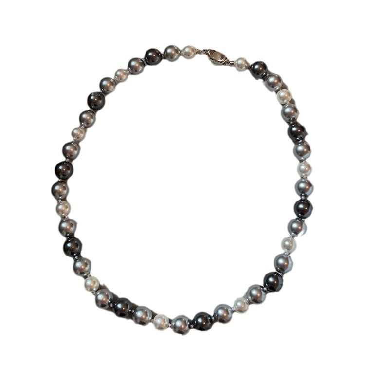 Wholesale Stainless steel Black Mixed Color Pearl Necklace