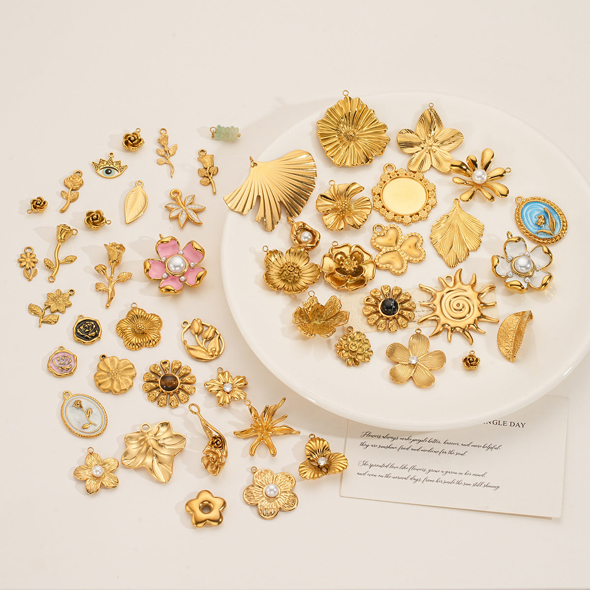 Wholesale 5pcs Stainless steel 18K vacuum plating color  flower pendant
