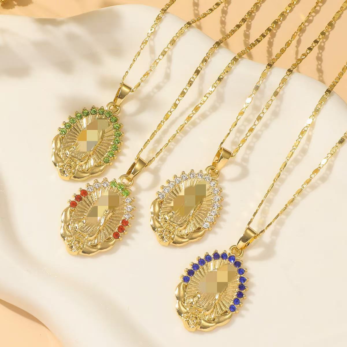 Wholesale Two-Color Electroplated Virgin Mary Pendant Necklace,  Religious Jewelry Accessory for Women