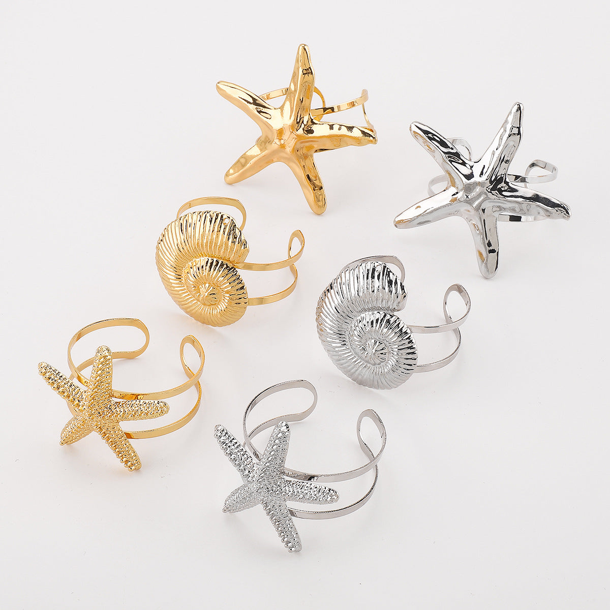 Wholesale  Fashion Personality Design Starfish Conch Open Bracelet