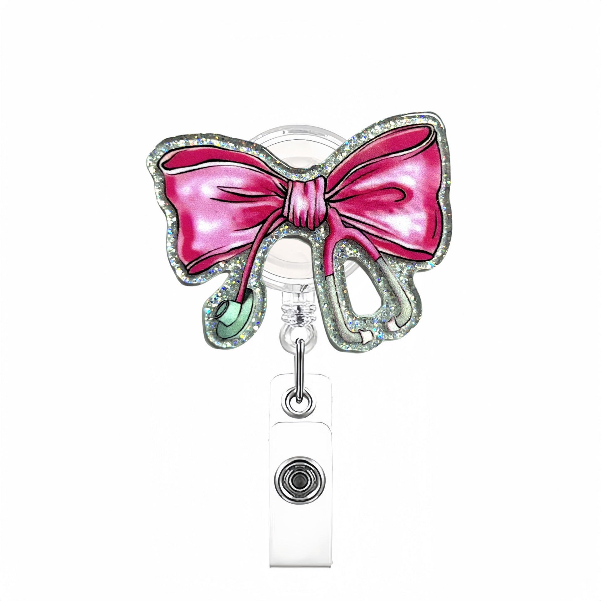Wholesale Acrylic Bow Stethoscope Badge Reels Keychains