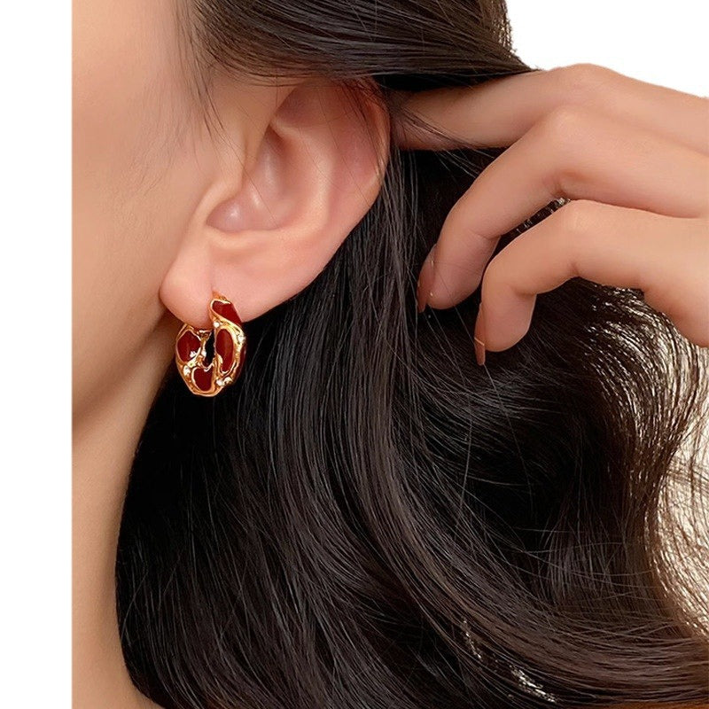 Wholesale Light Luxury High-end Elegant Enamel Ear Buckle Earrings