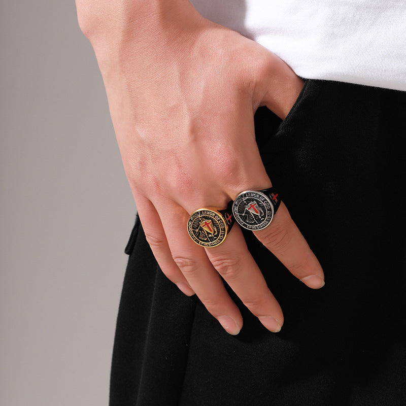 Wholesale Vintage Knights Templar Shield Cross Ring ACC-RS-YunJin007