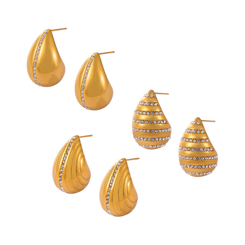 Wholesale Gold-plated Titanium Steel Drop-shaped Earrings Vintage Earrings ACC-ES-OMK001