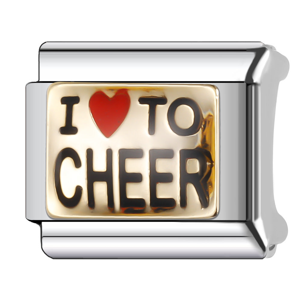 Wholesale Italian Charm Bracelet 9mm DIY Splicing English Series Stainless Steel Composable Bracelet