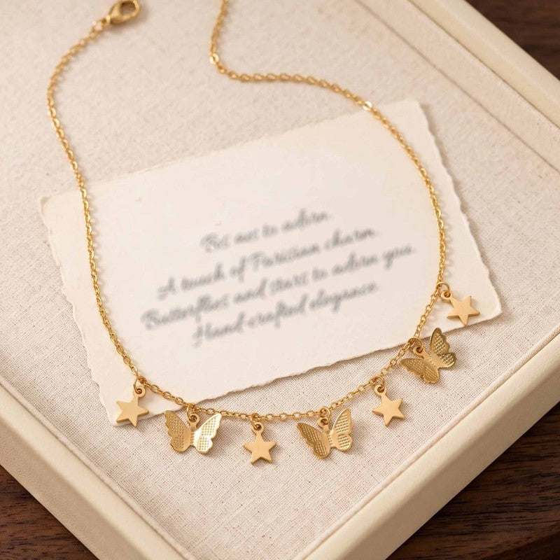 Wholesale Alloy Plated Butterfly Star Tassel Necklace Trendy Layering Jewelry Fashion Gift For Women Boutique Resale