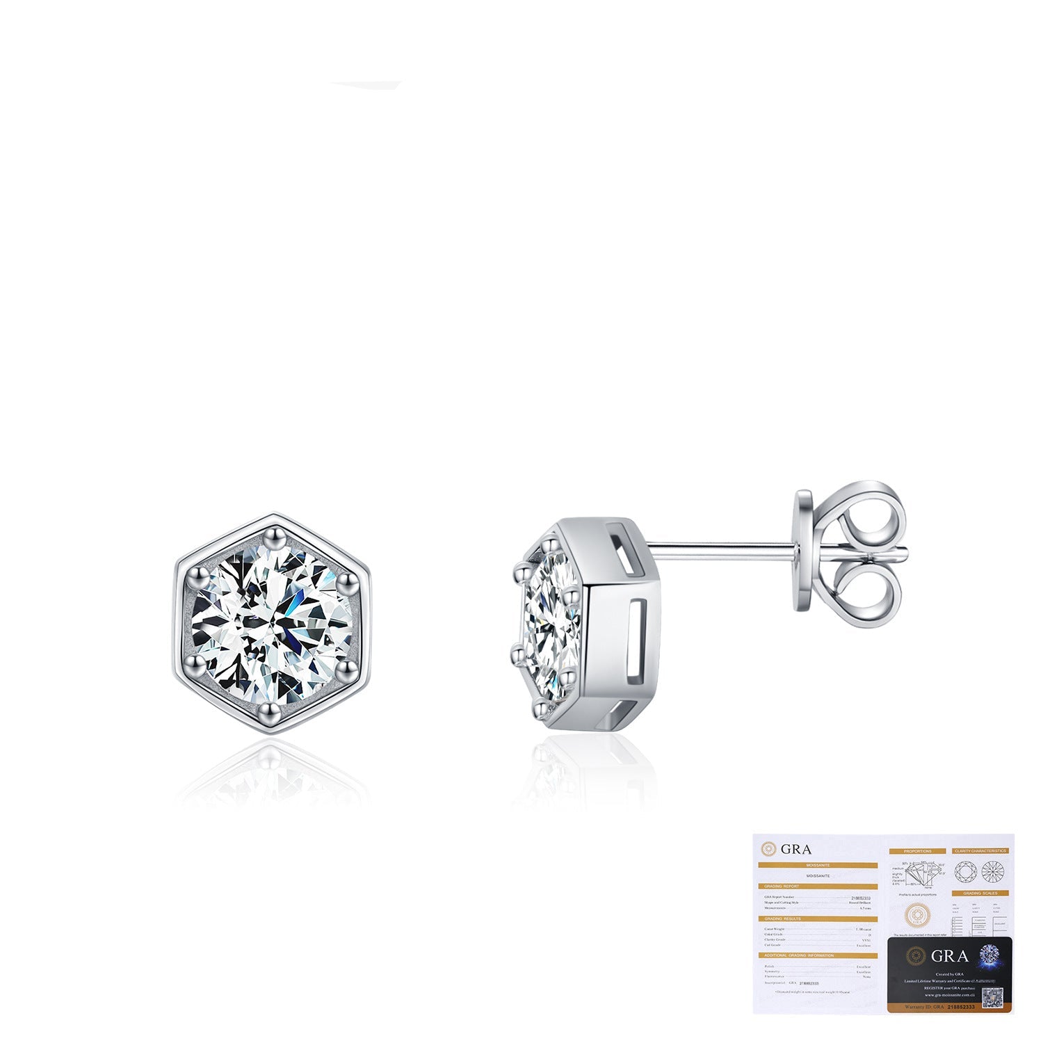Wholesale  1 karat  s925 Silver  Flash Diamond Earrings