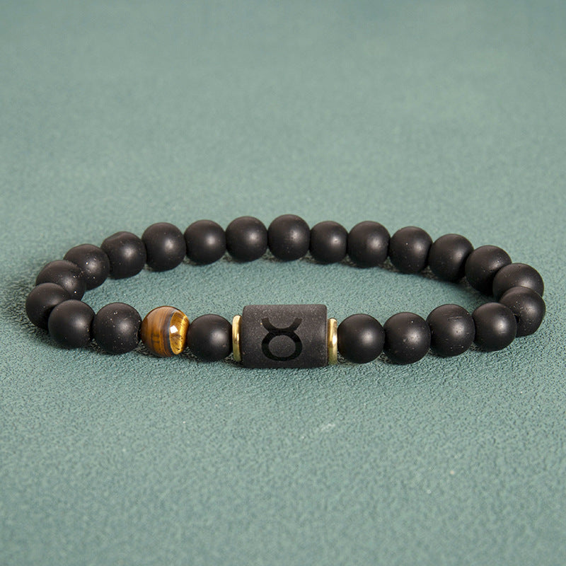Wholesale 2pcs Zodiac Obsidian Natural Tiger Eye Stone Men's Beaded Bracelets ACC-BT-Xinc001