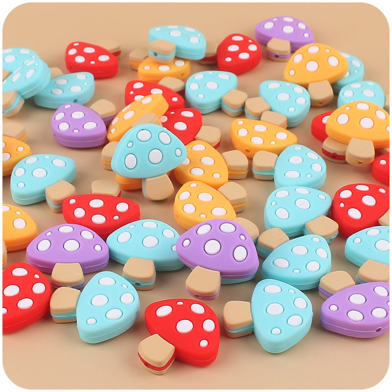 Wholesale 10pcs DIY Cartoon Silicone Mushroom Focal Beads ACC-BDS-GuangTian092