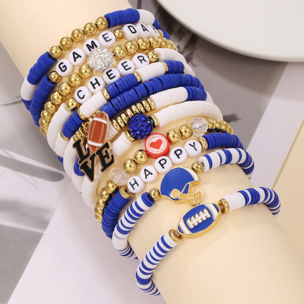 Wholesale rugby bracelet set  sporty and unique letter bracelet