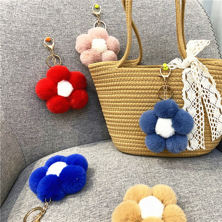 Wholesale Cute Flower Plush Keychain Red Plush Bag Charm For Bags And Car Keys Everyday Use Gift Boutique Resale