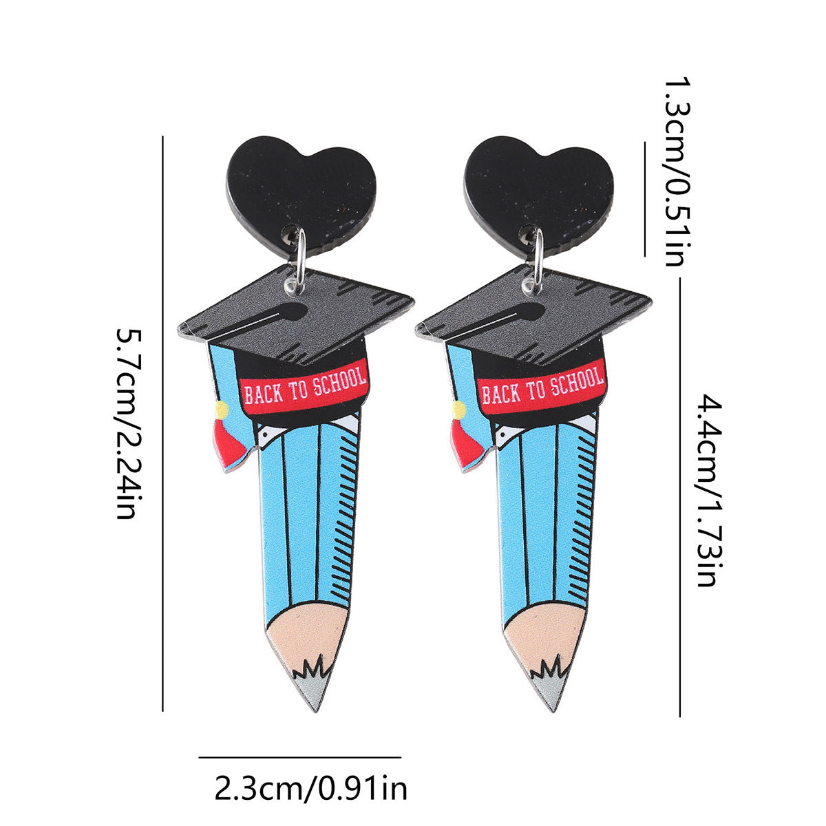 Wholesale  Bachelor's Hat Book Love Stitching Pendant Earrings