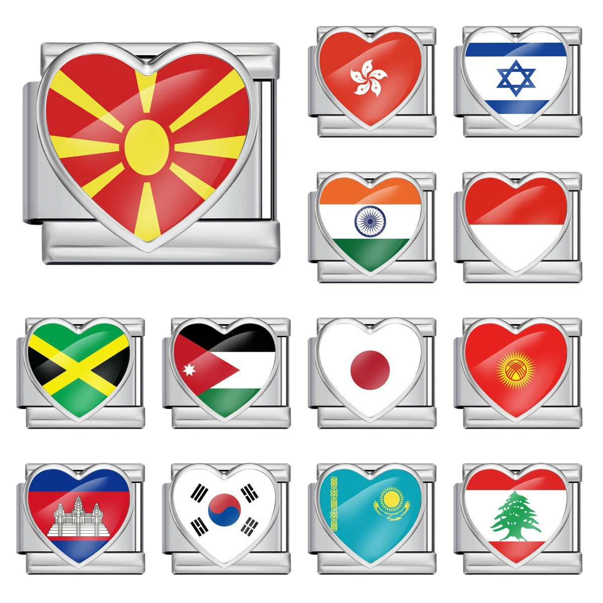 Wholesale Gold Plated Stainless Steel DIY Modular Bracelet With Heart Italy Flag Design Party Jewelry Accessory For Women