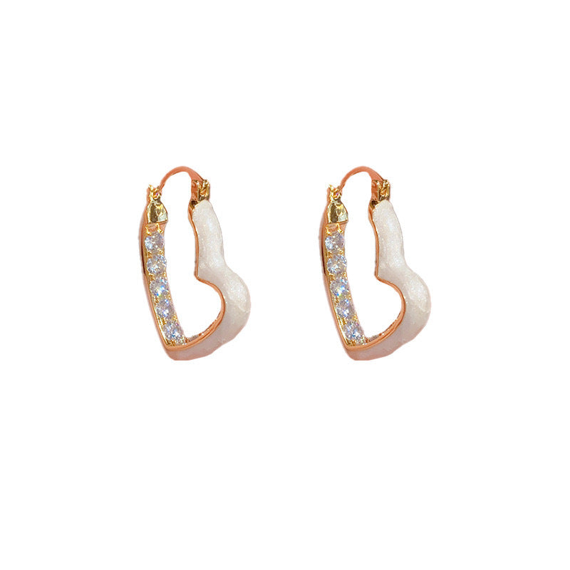 Wholesale White Glaze Love Ear Buckle  Earrings