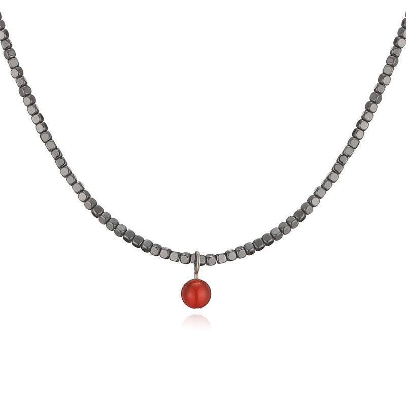 Wholesale Gold Plated Copper Black Stone Bead Necklace With Butterfly Heart Key Pendant Boutique Resale Jewelry For Women