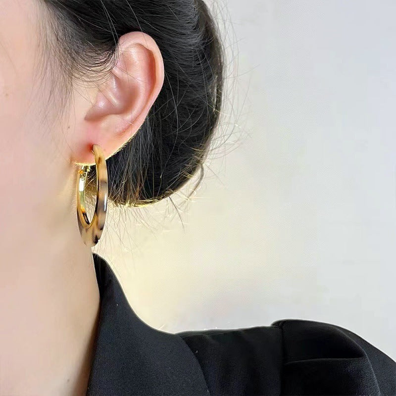 Wholesale light luxury leopard print hoop earrings