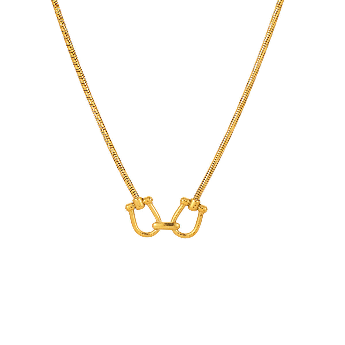 Wholesale Stainless steel necklace with 18K gold plated snake bone clavicle necklace