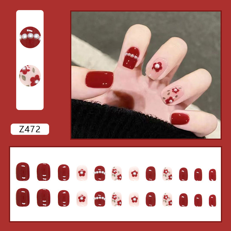 Wholesale 24 Pieces/box Pearl Flower Nails Kits Nail Stickers