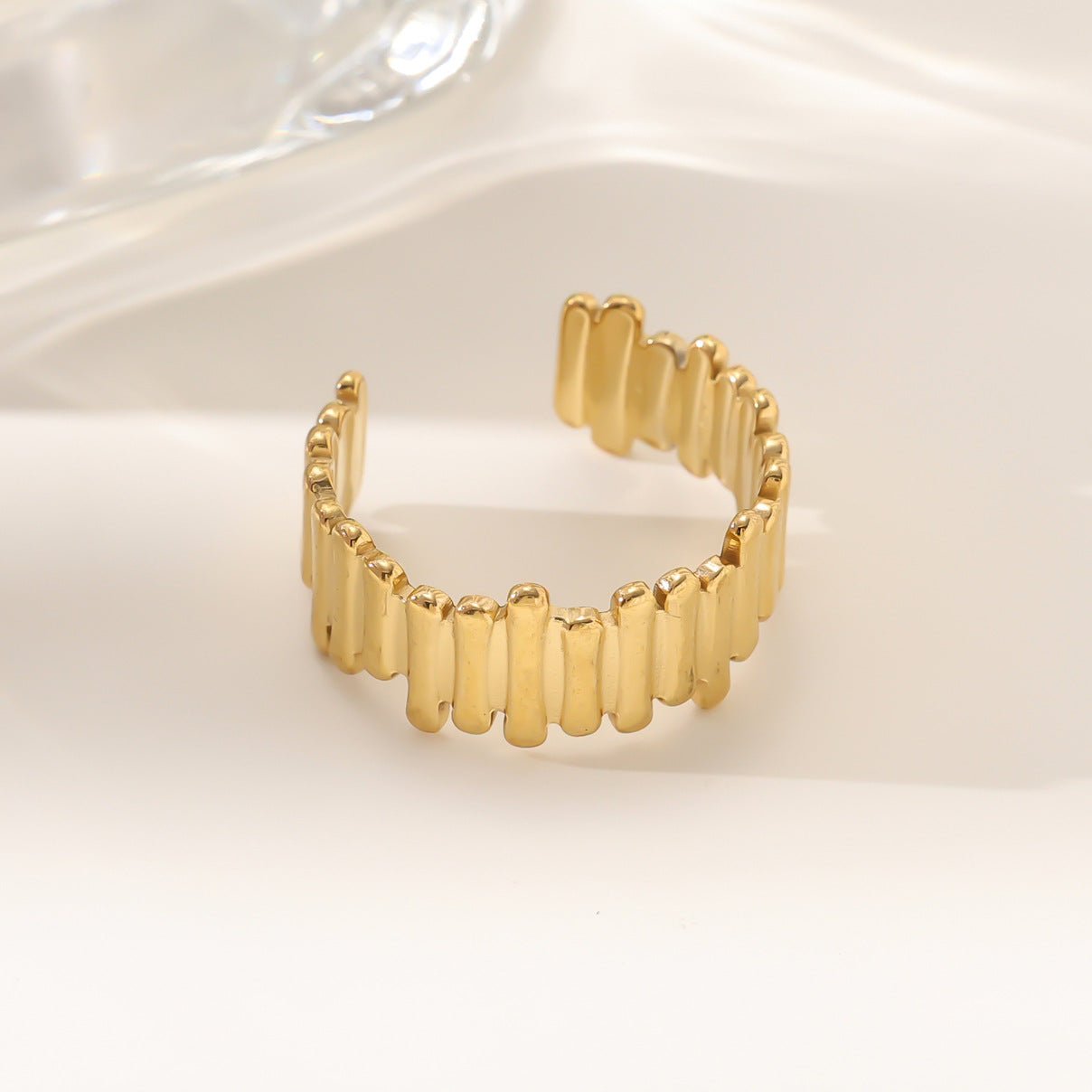 Wholesale Stainless steel gold-plated adjustable ring