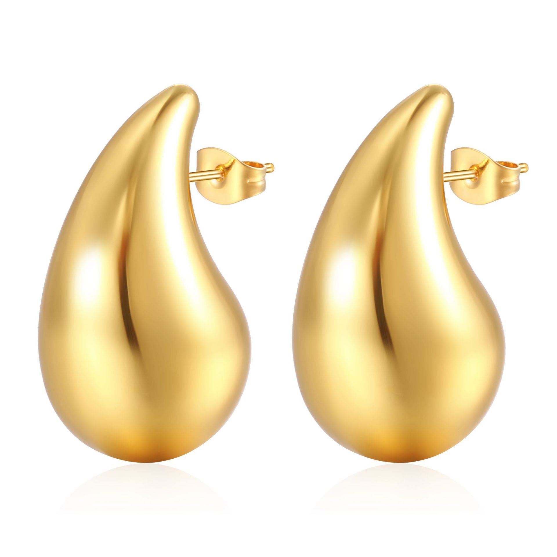 Wholesale Extra Large Teardrop Hollow Stainless Steel Earrings Gold Plated Fashion Accessory for Boutique Resale