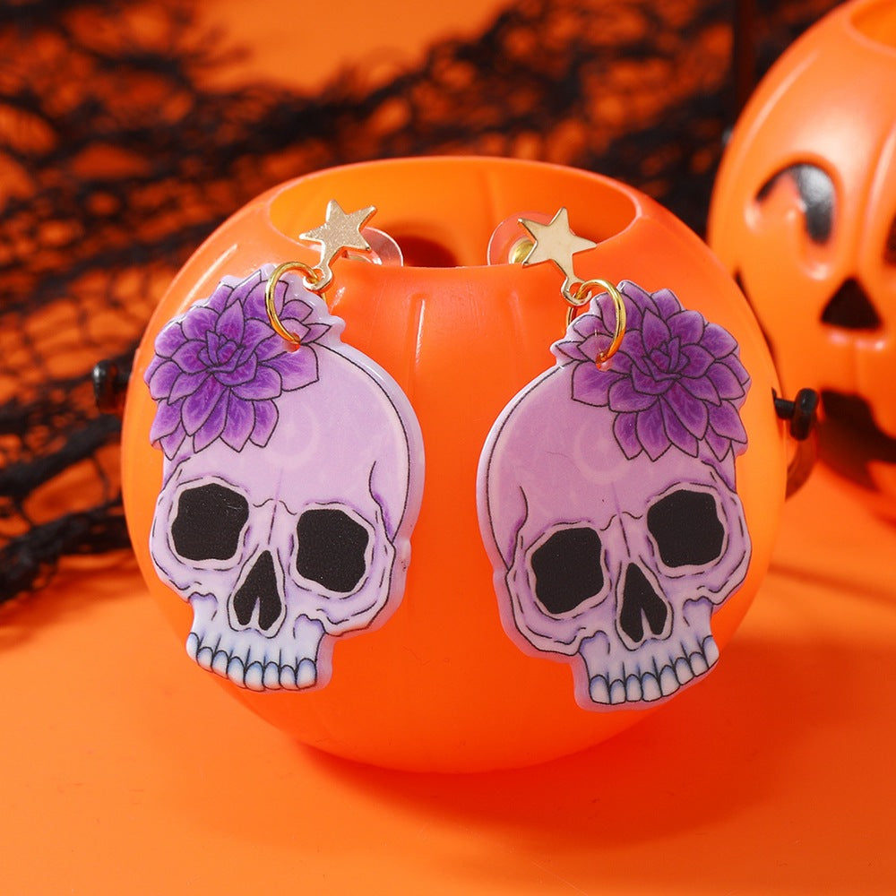 Wholesale  Gothic Skull Bat Pendant Earring Set Alloy Electroplated Fashion Accessory for Resale