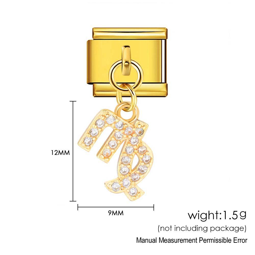 Wholesale 12 Zodiac Signs Rhinestone Pendant Bracelet Stainless Steel Fashion Jewelry Accessory Gift For Boutique Resale