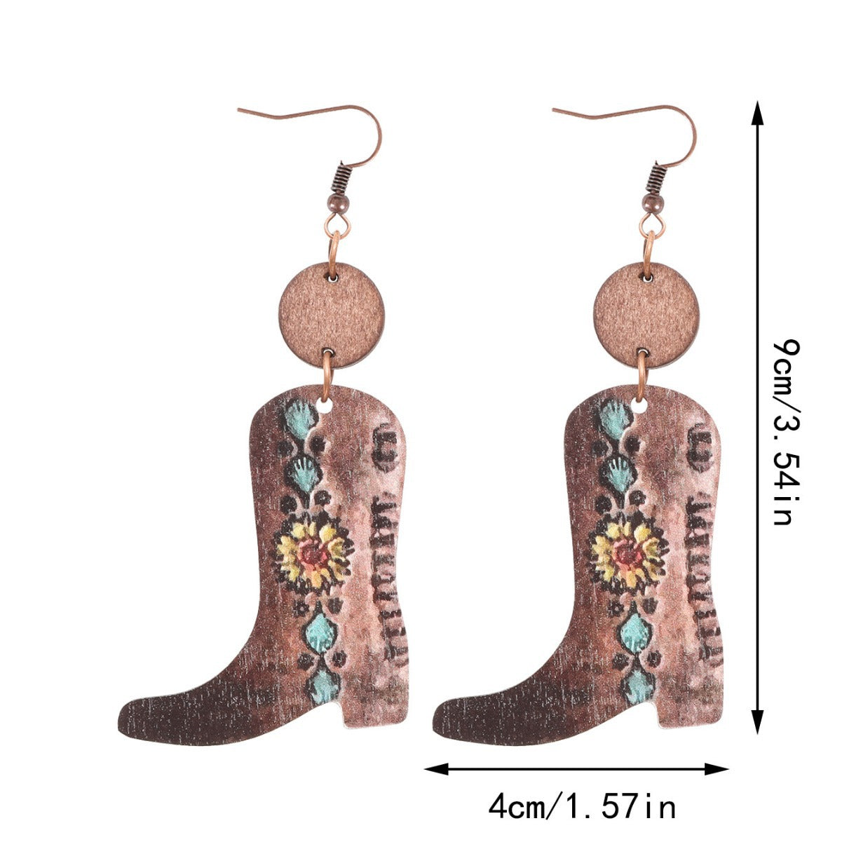 Wholesale Wooden Flower Drop Earrings Vintage Bohemian Ear Jewelry for Women
