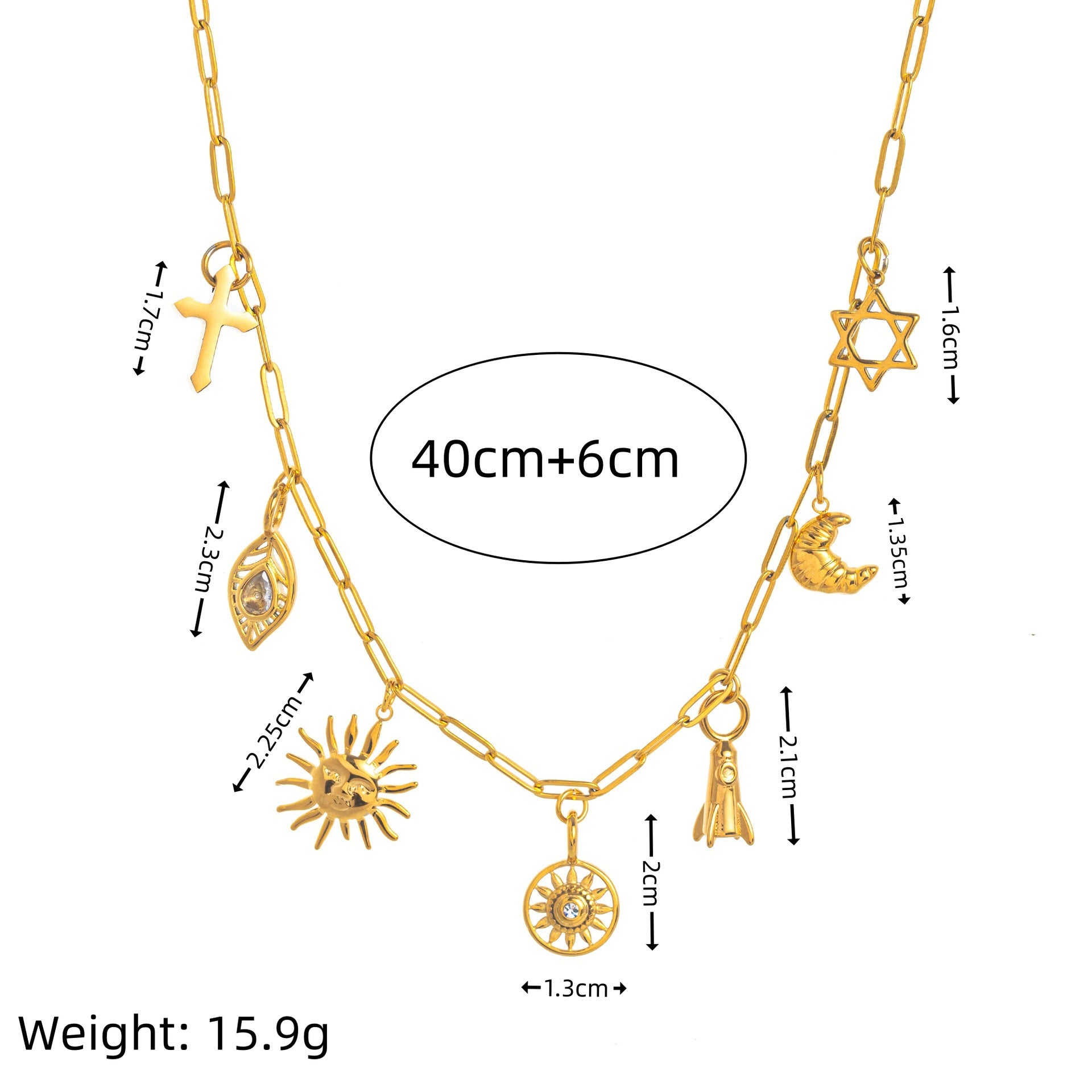 Wholesale Stainless Steel Star and Moon Pendant Cross Necklace