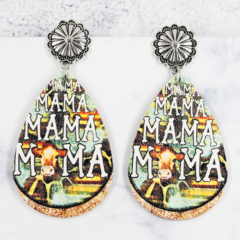 Wholesale Leather water drop earrings