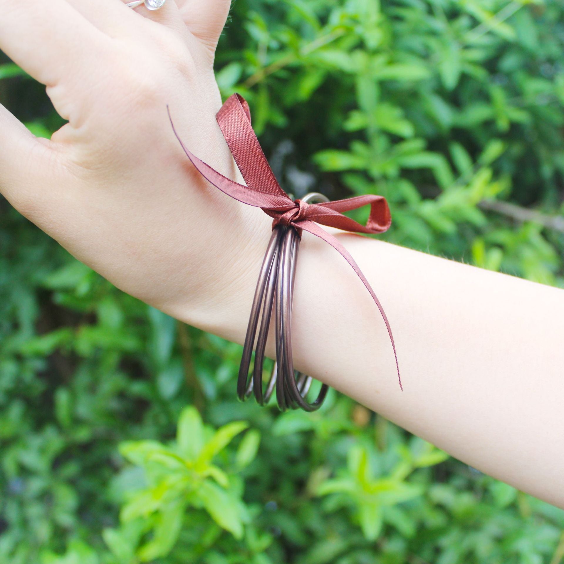 Wholesale Plastic Silicone Tube Gold Foil Jelly Bangles Five Layer Bracelet ACC-BT-YTian001