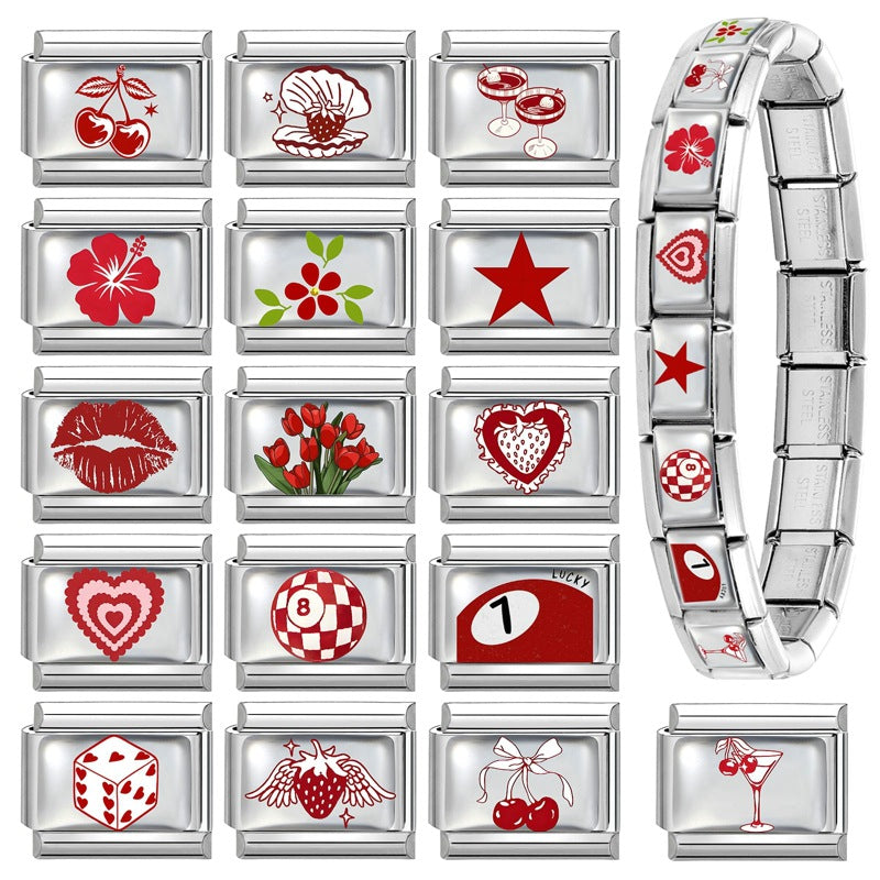 Wholesale 9mm Italian Charm Starter Bracelets DIY square Single Section Creative Stainless Steel Composable Bracelet