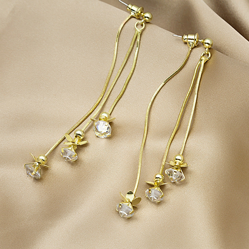 Wholesale Tassel Inlaid Diamond Butterfly Flower Pearl S925 Silver Needle Alloy Earrings ACC-ES-MDD011