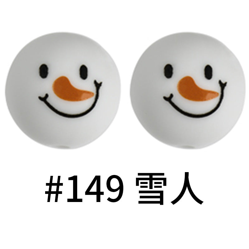 Wholesale 50pcs 15mm Western Style Leopard Skull Color Aztec Printed Silicone Balls Beads ACC-BDS-HeSheng006