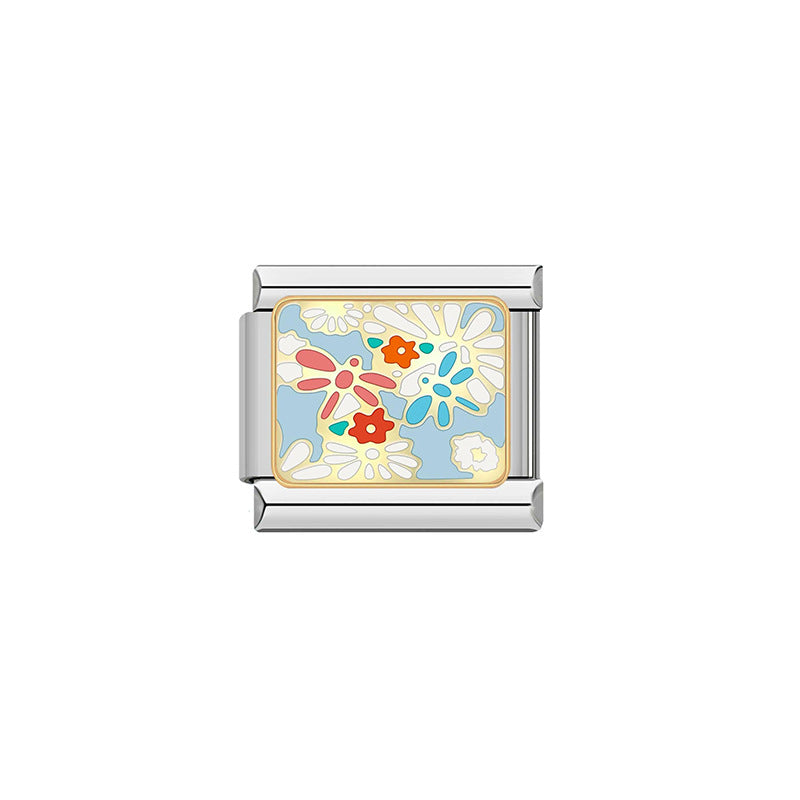 Pulsera de encanto italiano al por mayor 9 mm de bricolaje de empalme de flores y plantas de acero inoxidable componible brazalete