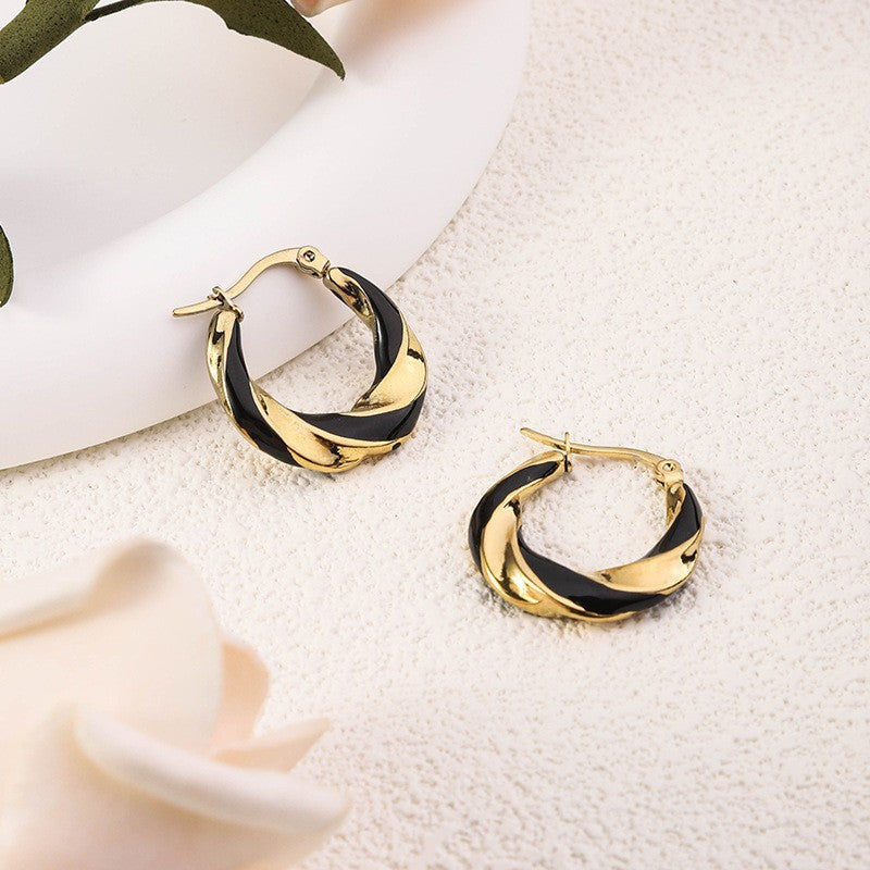 Wholesale Bohemian Beach Style Stainless Steel Earrings Oil Drop Earrings 18k Earrings ACC-ES-Ruix002