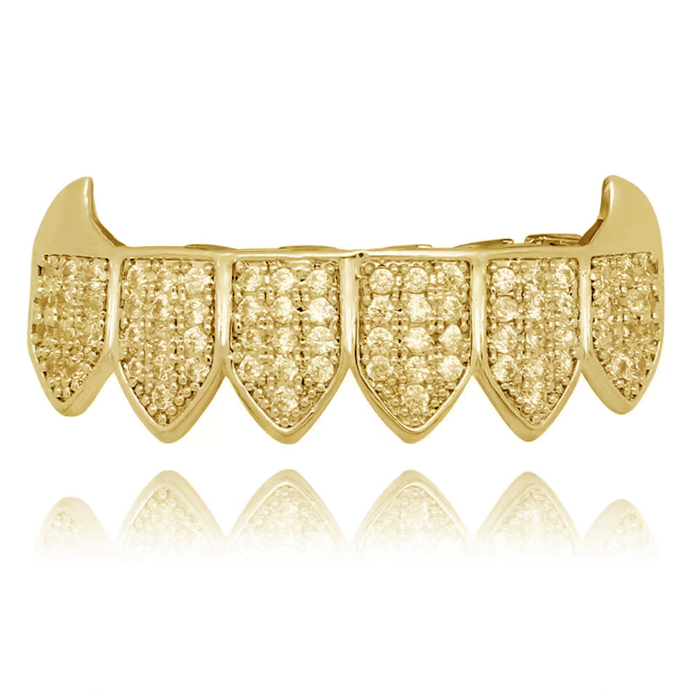 Wholesale Modern Hip-Hop Tooth Grills Gold Plated Alloy Colorful Zirconia Fashion Accessory for Resale