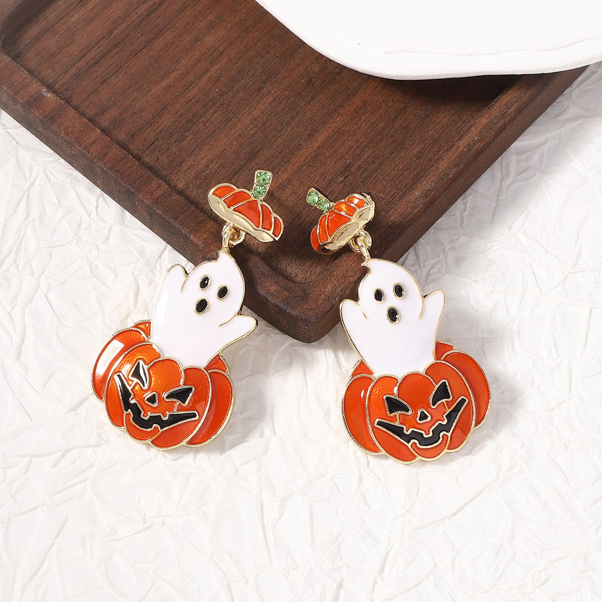 Wholesale  Oil-Dripped Ghost Pumpkin Earrings
