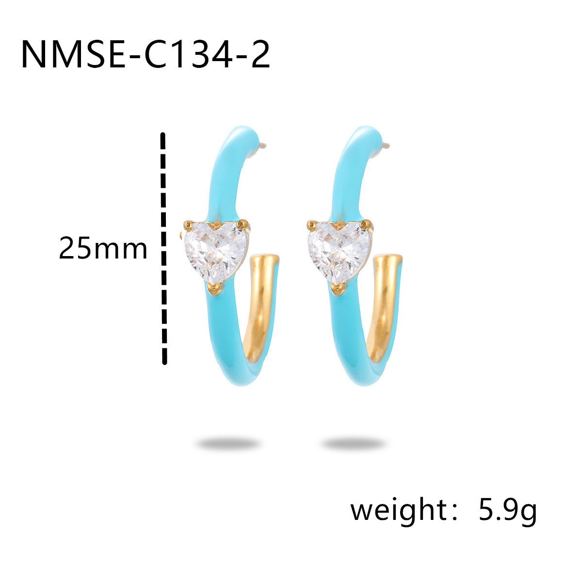 Wholesale C- shaped drop oil lovely zircon stainless steel earrings