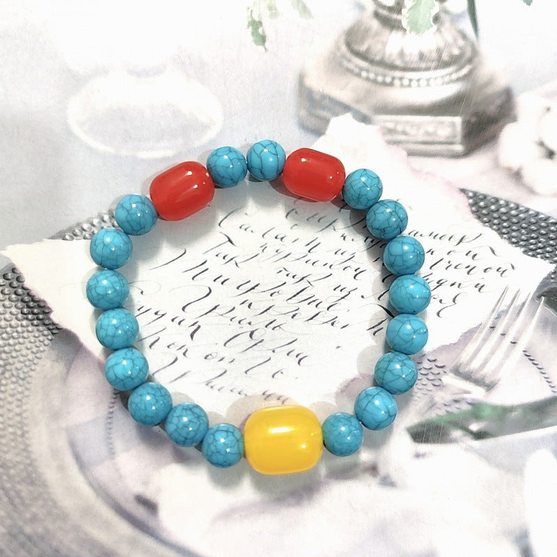 Wholesale Resin Turquoise Beaded Bracelet 108 Beads Handmade Unisex Gift for Travel Souvenir